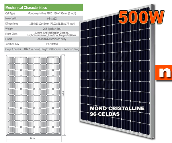 Panel Fotovoltaico Monocristalino 500W Certificado SEC – DOBLE MARCO  ALUMINIO – Avada Creative